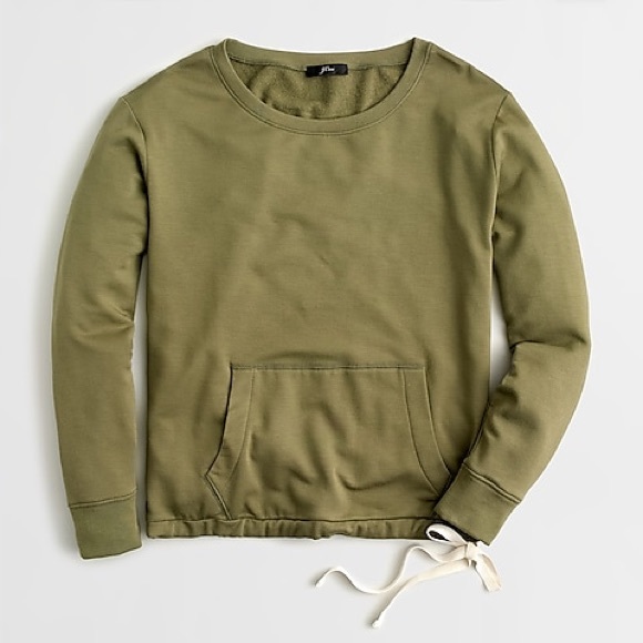 J. Crew Tops - NWT J.Crew Olive Soft Drawstring Hem Sweatshirt